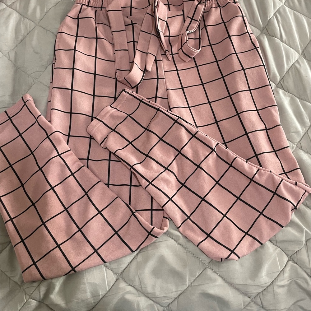 Pink Grid Pattern Pants - Picture 3 of 8